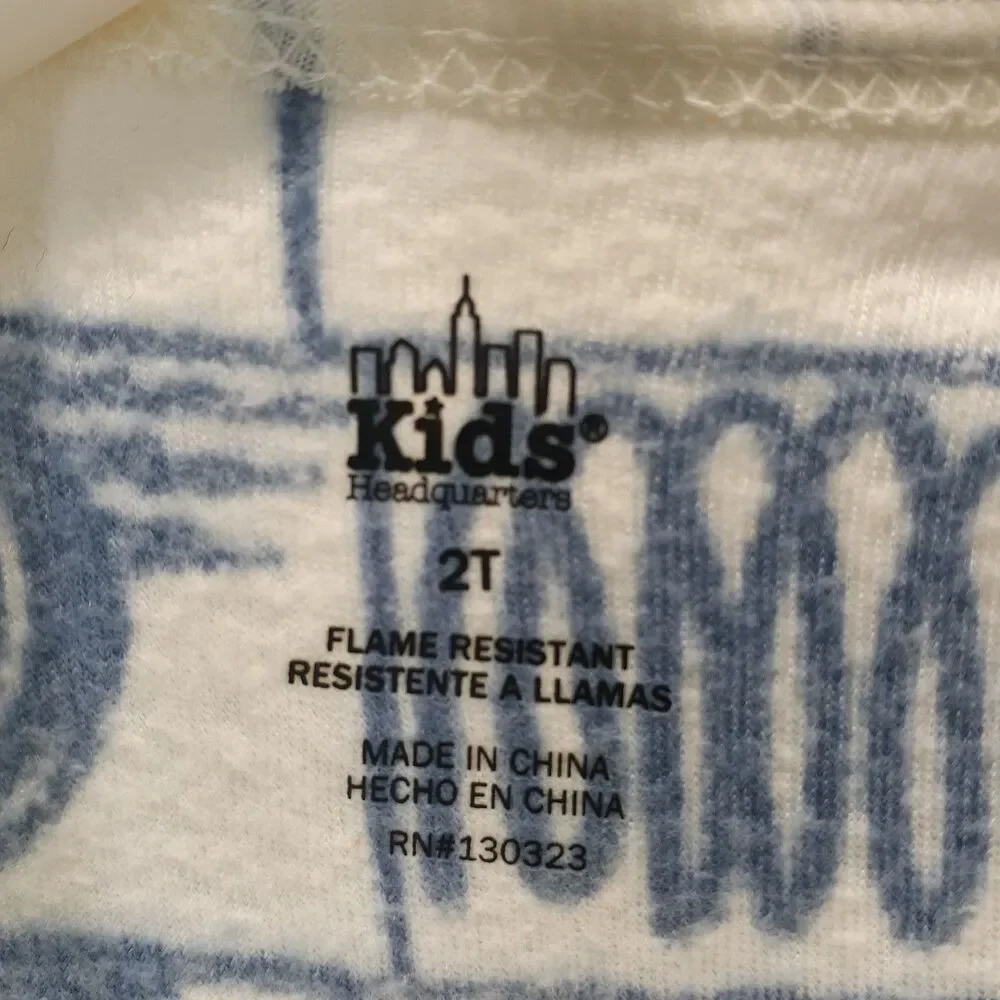 Kids Headquarters Sz 2T Blue 2 Footed Fleece Blanket Sleeper Pajama Race Car